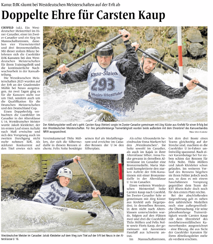 oben: Jörg Küsters und Carsten Kaup im C2 / unten: Jakob Kleideiter im C1